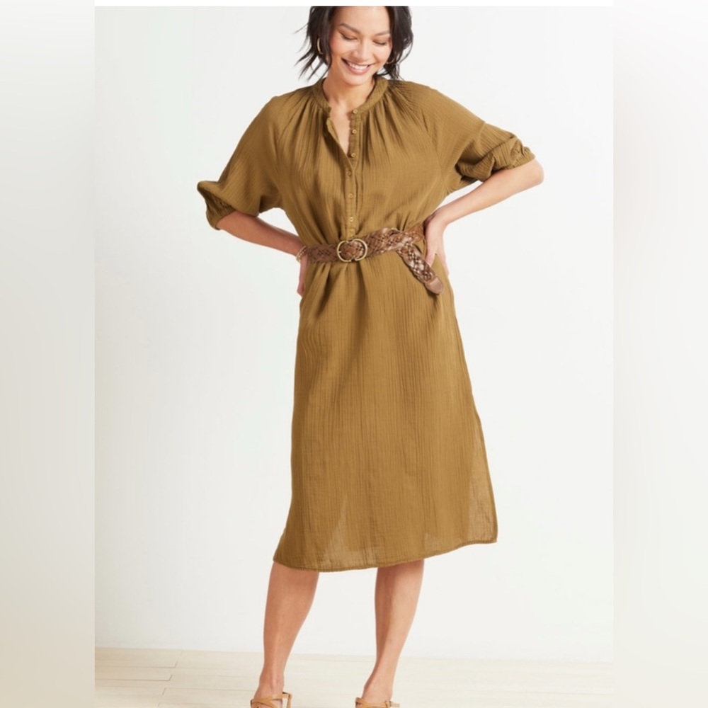 Sundry Henley Loose Midi Dress